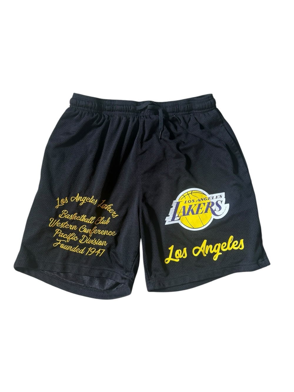 Los Angeles LA Lakers NBA Mesh Shorts Black Ultra Game Lined Pockets
